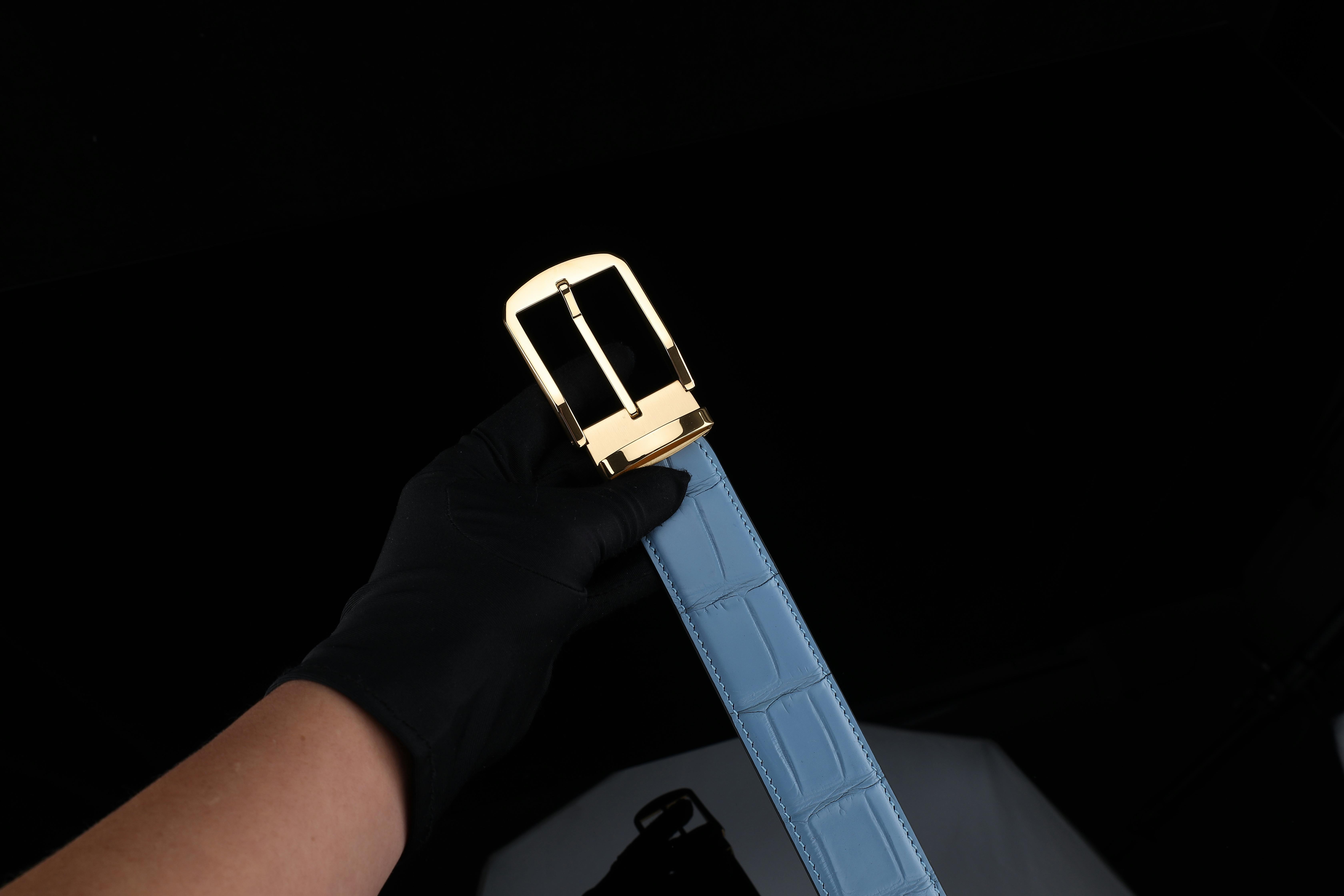 Herraje de cinturón de lujo con acabado dorado